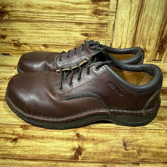 MEN'S RED WING STEEL TOE SAFETY SHOES LACE UP DARK BROWN STOCK #6704 SZ 9,5 - Picture 3 of 7